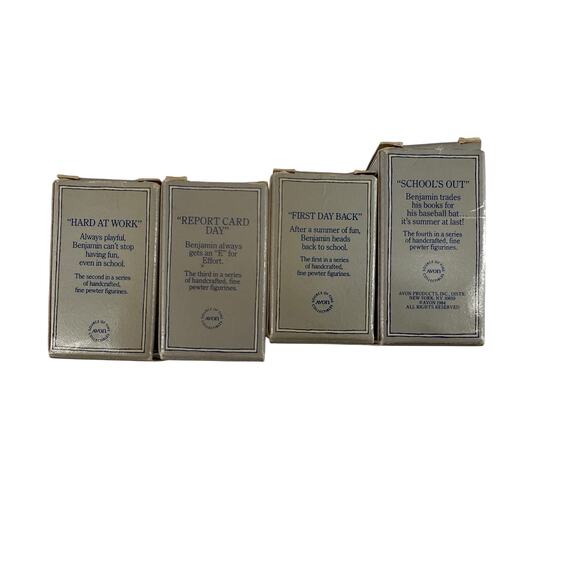 Vintage Avon Benjamin J. Bearington Fine Pewter Figurine Set 4 with Boxes & Bags - Picture 10 of 10